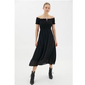 Urban Outfitters Amelia Off-The-Shoulder Midi Dress, Size M, Black